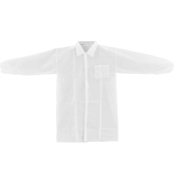 Global Industrial Disposable Lab Coat, Polypropylene, 1 Pocket, Snap Front, Open Collar Closure, White, 2XL, 25 PK 708208XXL - main